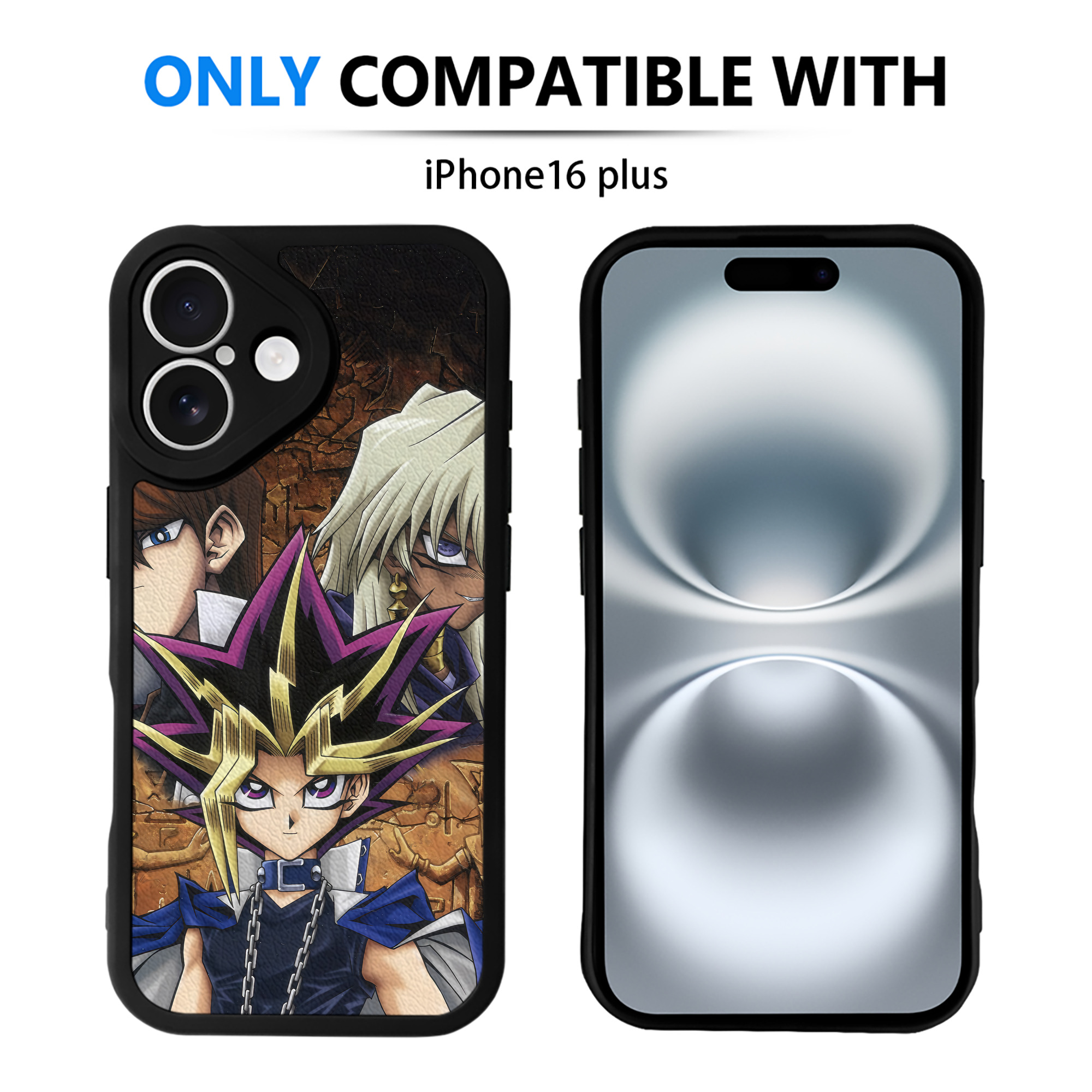 （画像用） 遊☆戯☆王 Yu-Gi-Oh! 【iPhone 16シリーズ対応】シリコンスマホケース（レザー調） 材質：シリコン